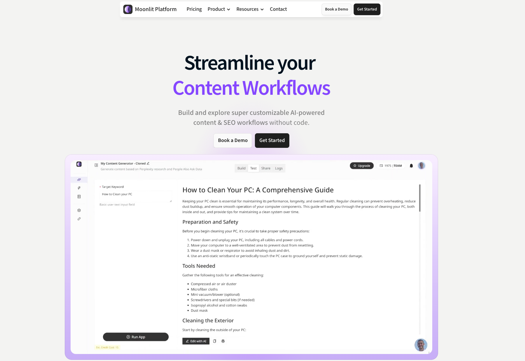 Moonlit Platform: Your AI-Powered Engine for Content & SEO Workflows