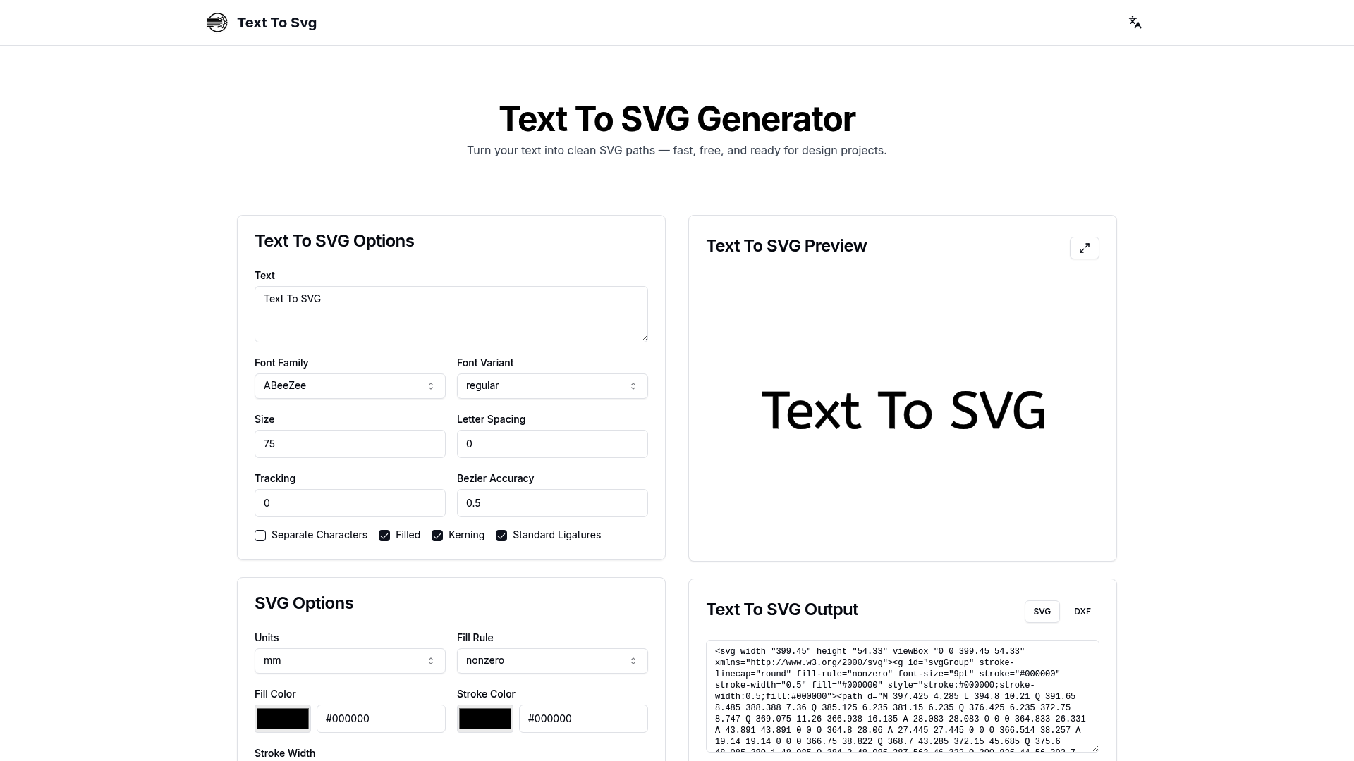 Text To SVG Generator