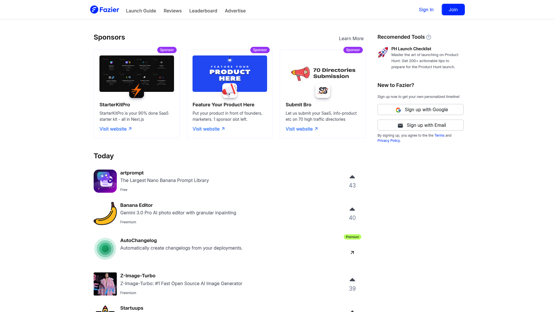 Fazier — 一個發現與發布新產品的導航平台