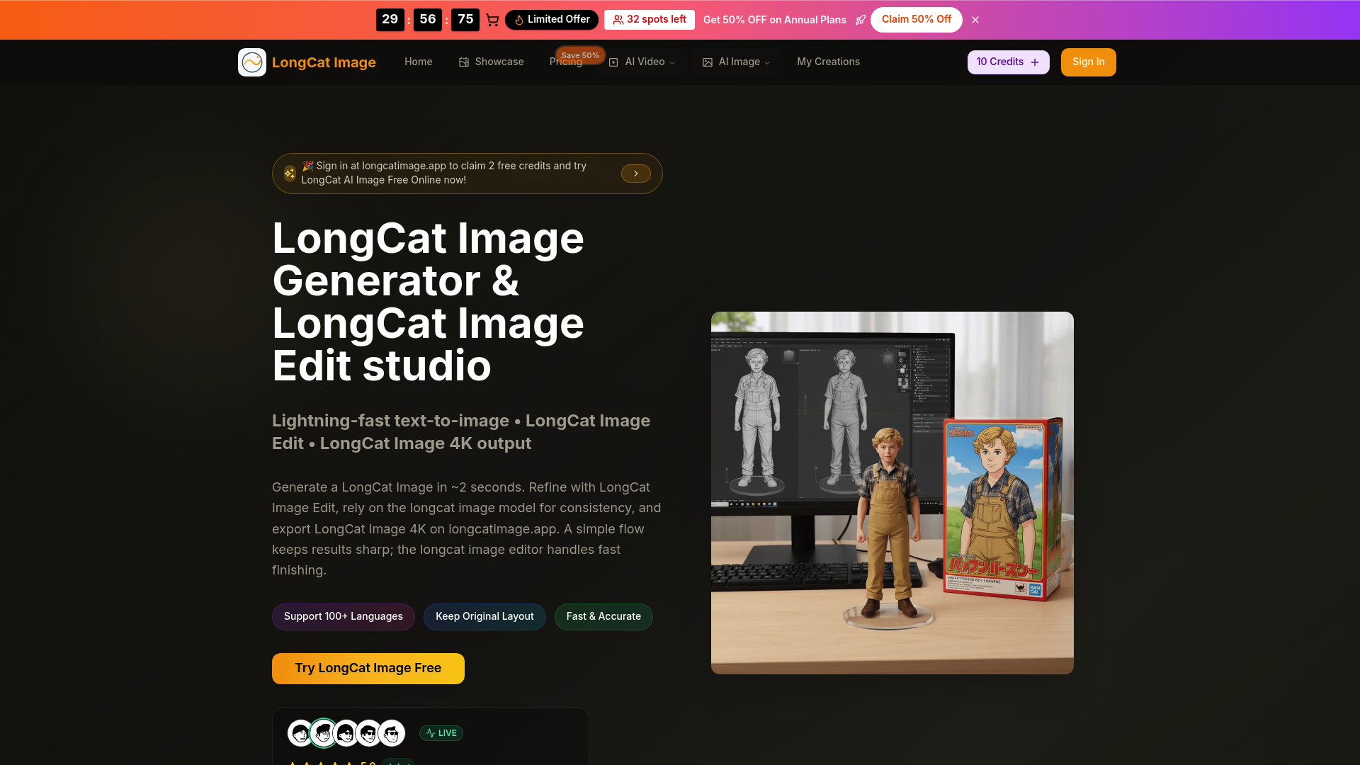 LongCat Image: Fast 4K AI Art Generator & Editor