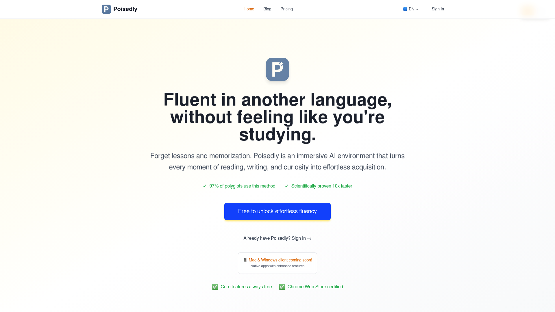 Poisedly: AI-Powered Immersion for Effortless Fluency