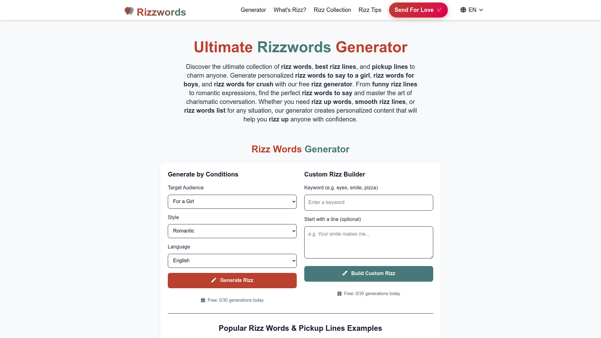 Ultimate Rizz Words Generator for Charismatic Conversations
