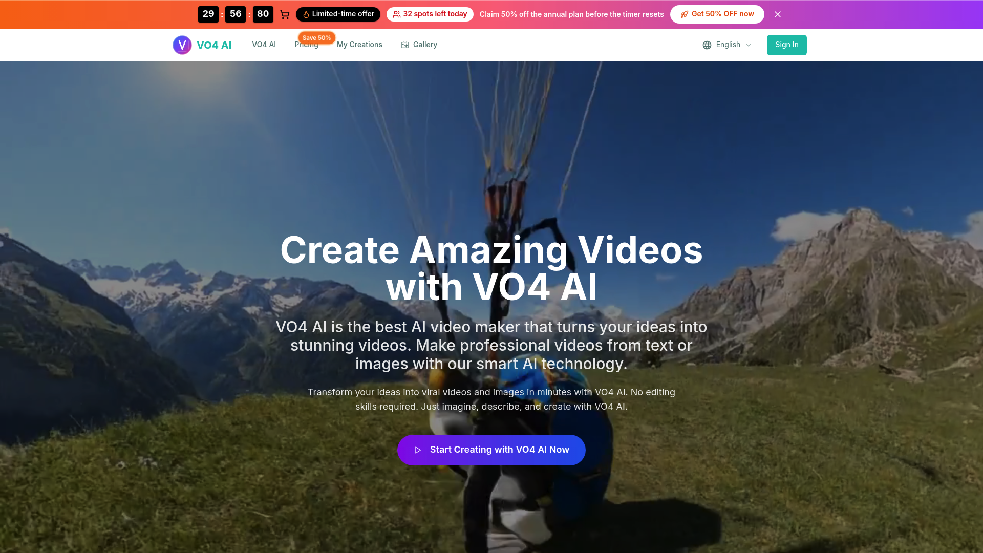 VO4 AI：零門檻創作 4K 無水印 AI 視頻生成神器