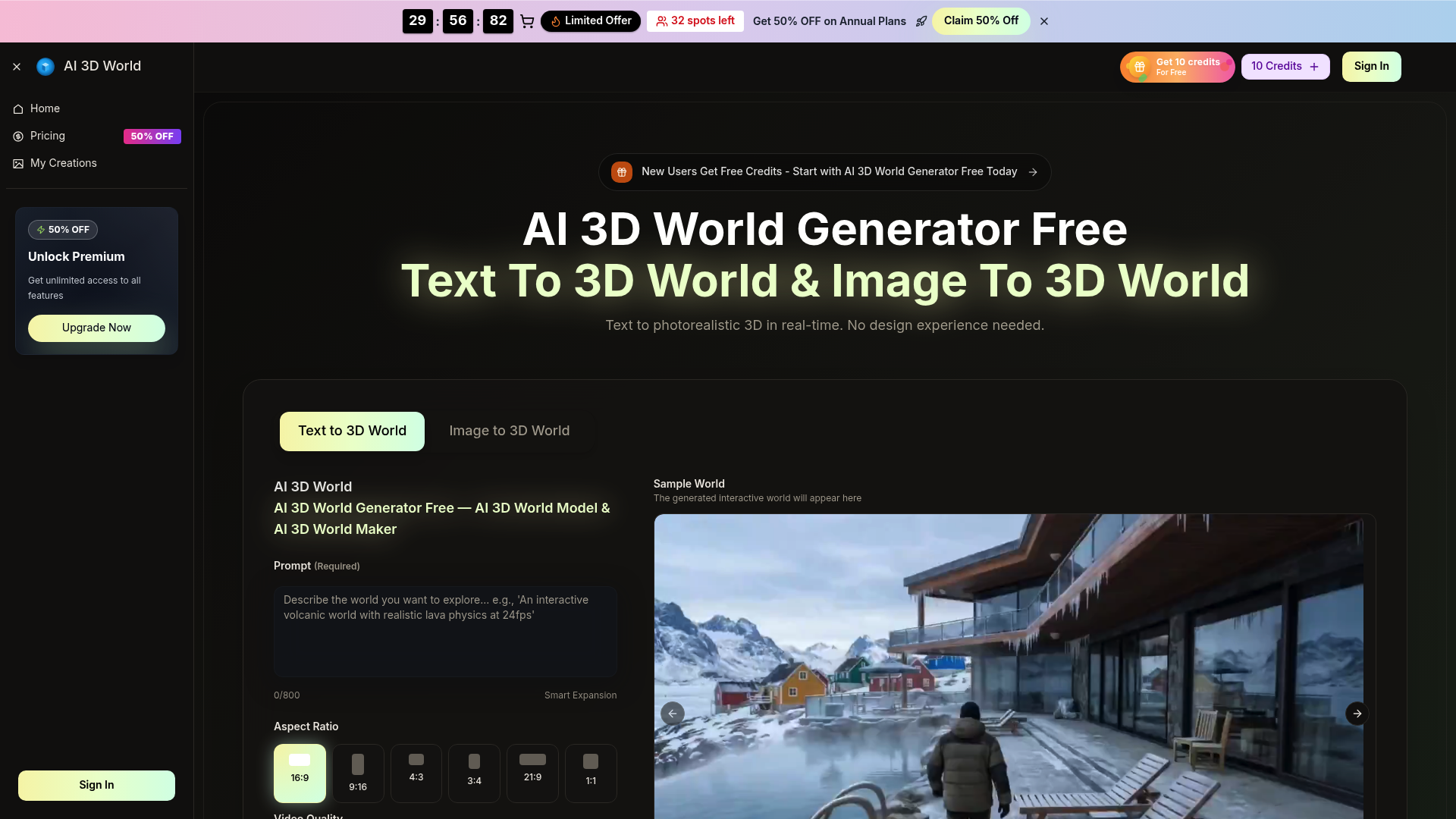 AI 3D World: Generate Interactive 3D Environments in Real-Time