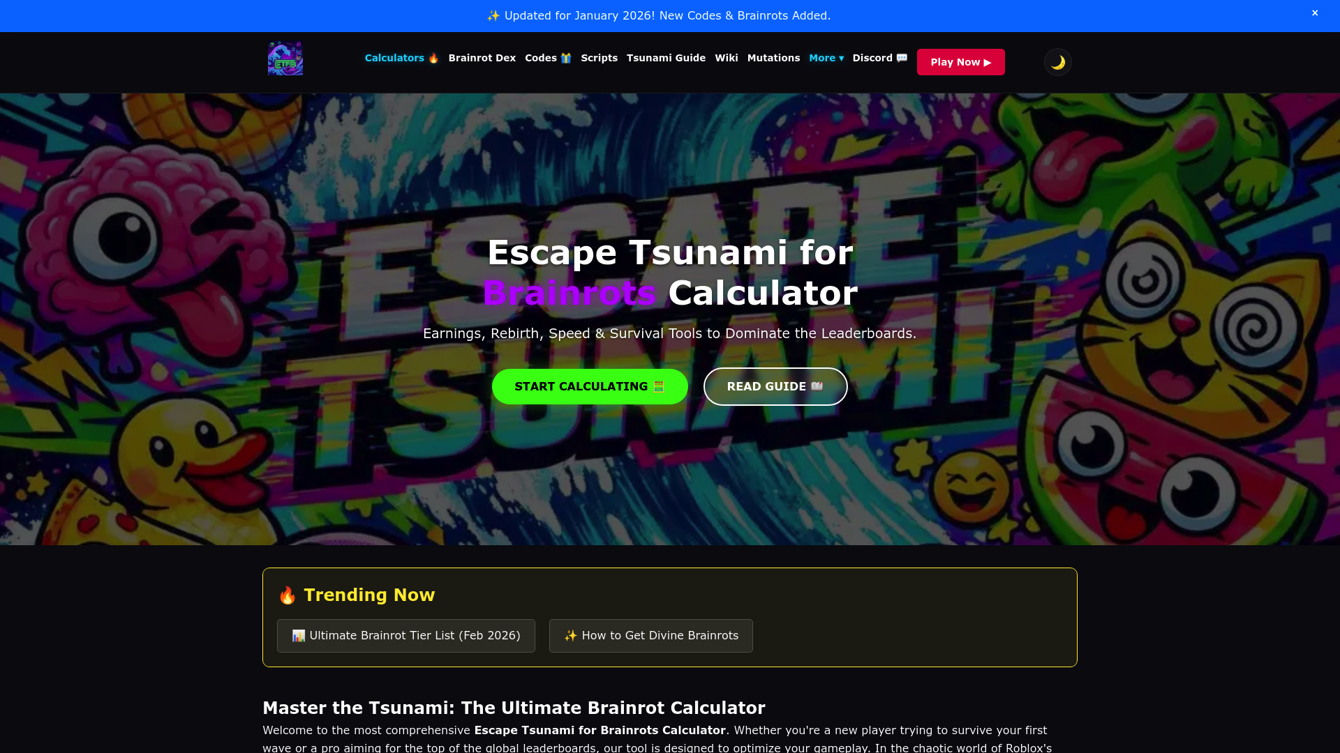 Ultimate Brainrots Calculator for Escape Tsunami 2026