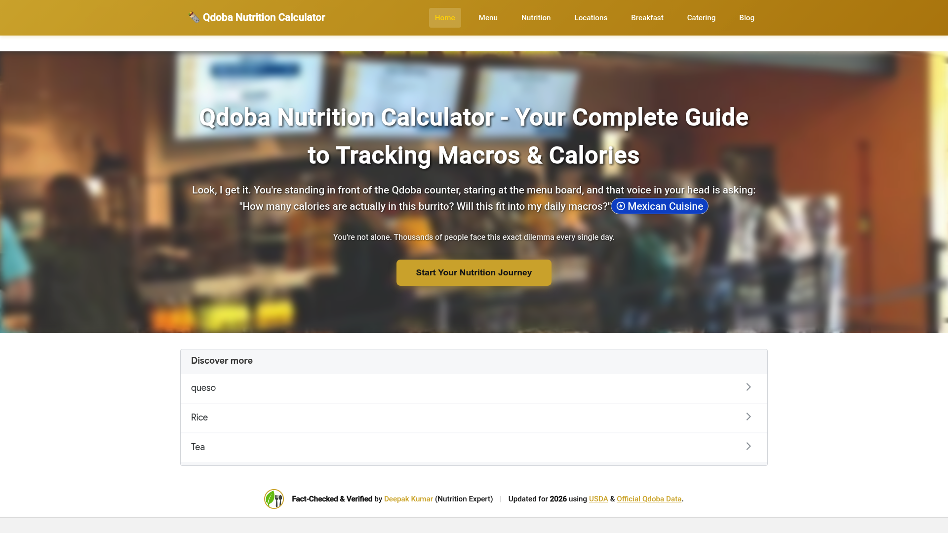 Qdoba Nutrition Calculator