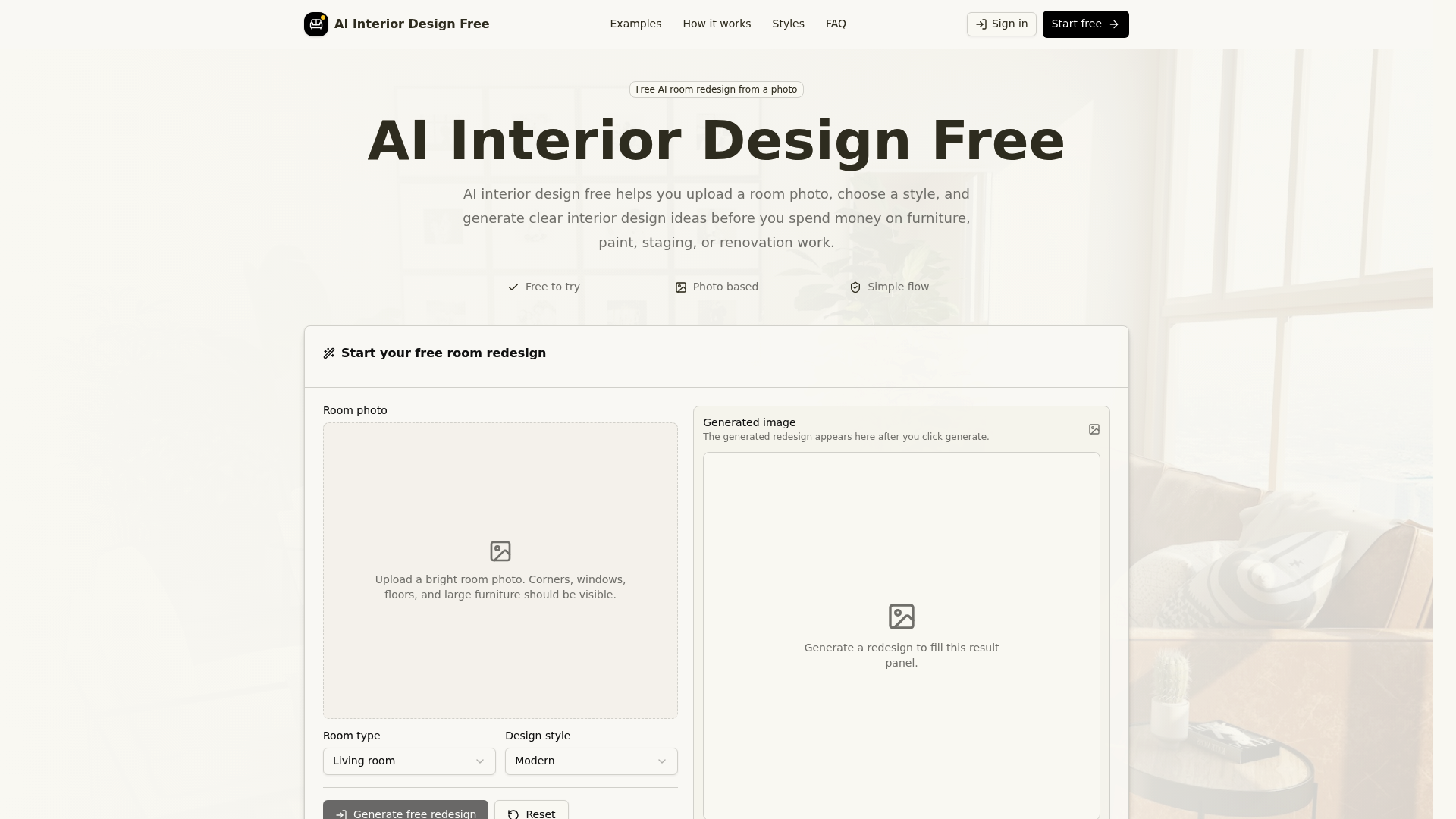 AI Interior Design Free