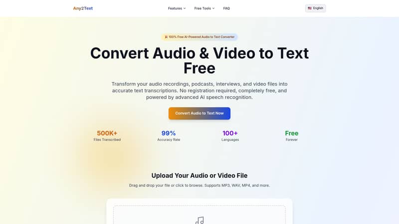 Convert Audio, Video to Text Easily with any2text