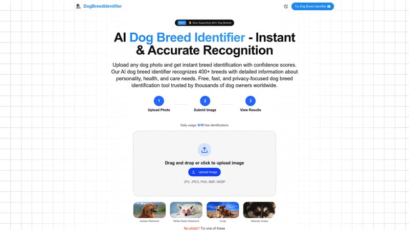 Dog Breed Identifier: Advanced AI Dog Breed Recognition Tool