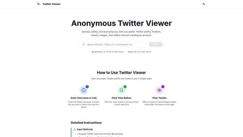 TwitterViewer: Access Twitter Content Without Account Registration