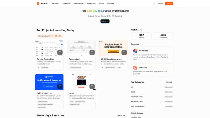 DevHub — Find Best Dev Tools Voted by Developers