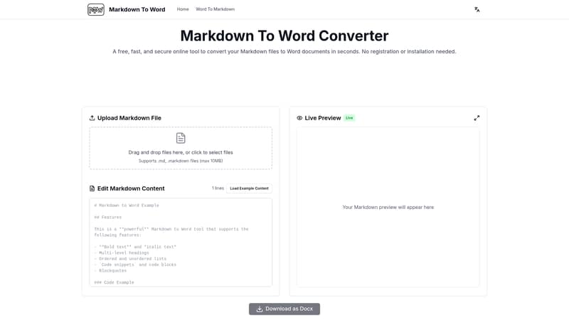 Markdown To Word Converter — Free, Secure, and Instant