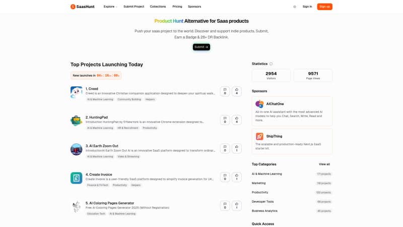 SaasHunt : A Platform Dedicated to Discovering and Promoting SaaS Products