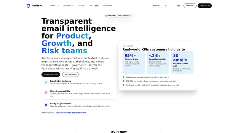 antitempmail – Smart Email Risk Detection for Growth & Security