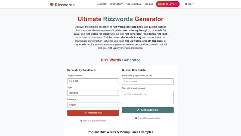 Ultimate Rizz Words Generator for Charismatic Conversations