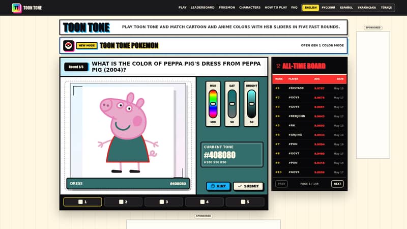 toon toneToon Tone Color Game - Cartoon Color Match