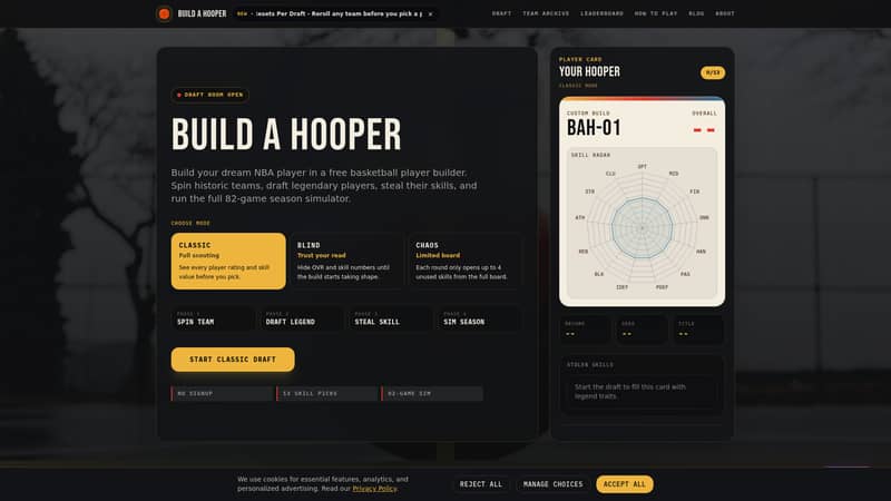 Build a Hooper - Free Basketball Player Builder