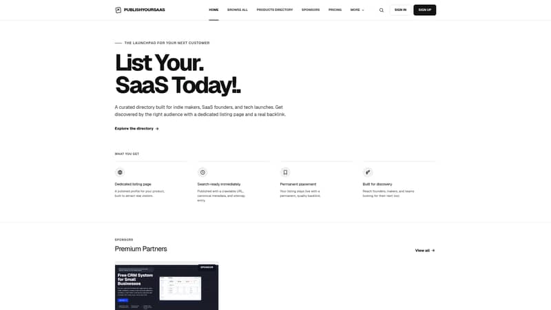 publishyoursaas: SaaS Directory for Founders
